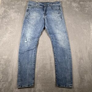 G-Star RAW Jeans Mens 31x32 Light Wash Blue D-Staq 3D Skinny Stretch Distressed